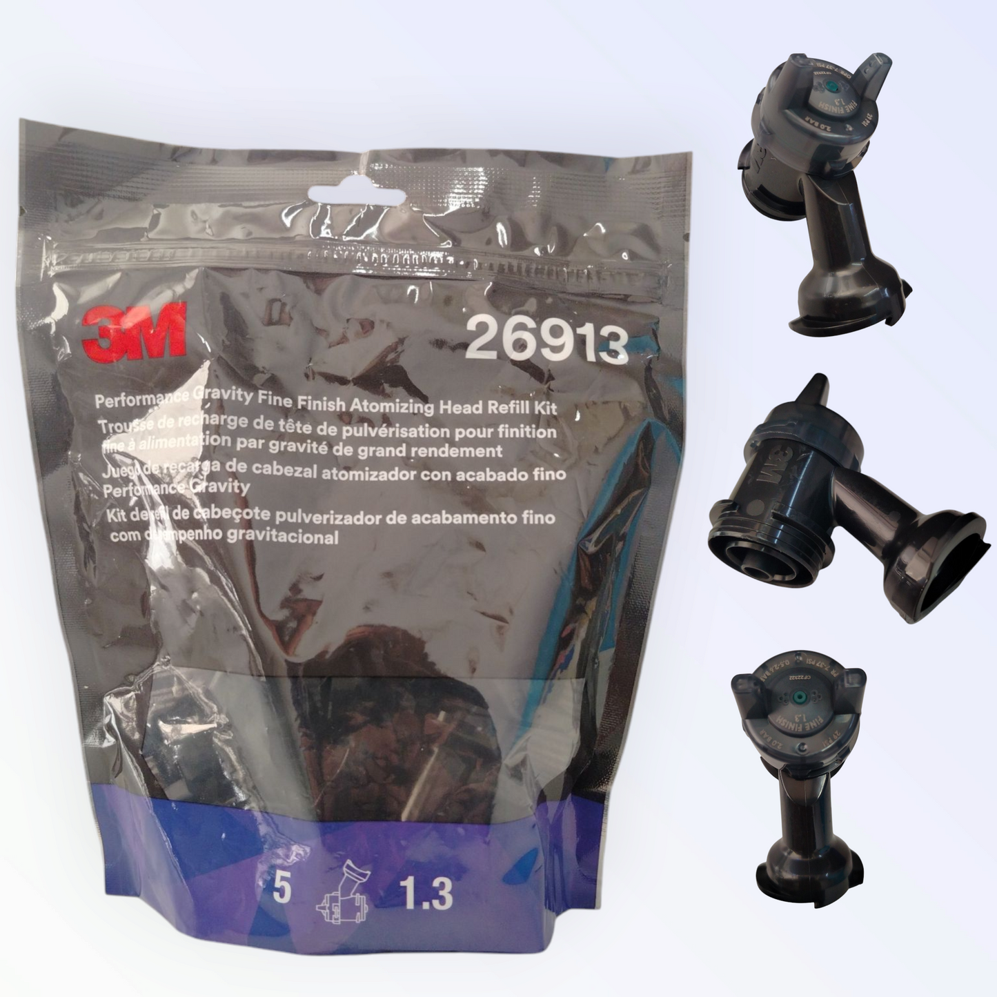 3m 26913 Kit Di Ricambio Di Teste Di Spruzzatura Ad Alte Prestazioni Per Utilizzo A Gravità 3m™ Fine Finish, 1.3 - bis