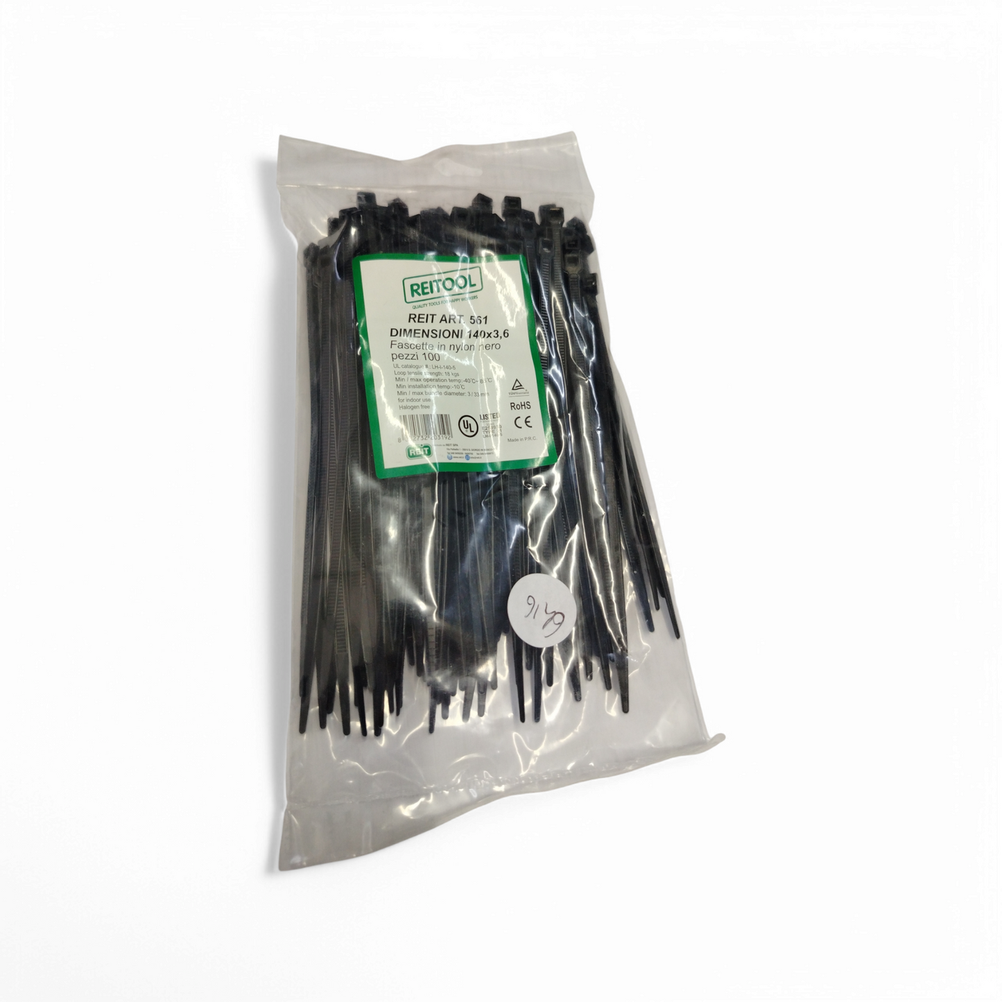 Fascetta Nylon Nera N°100 Mm 3,6 X 140