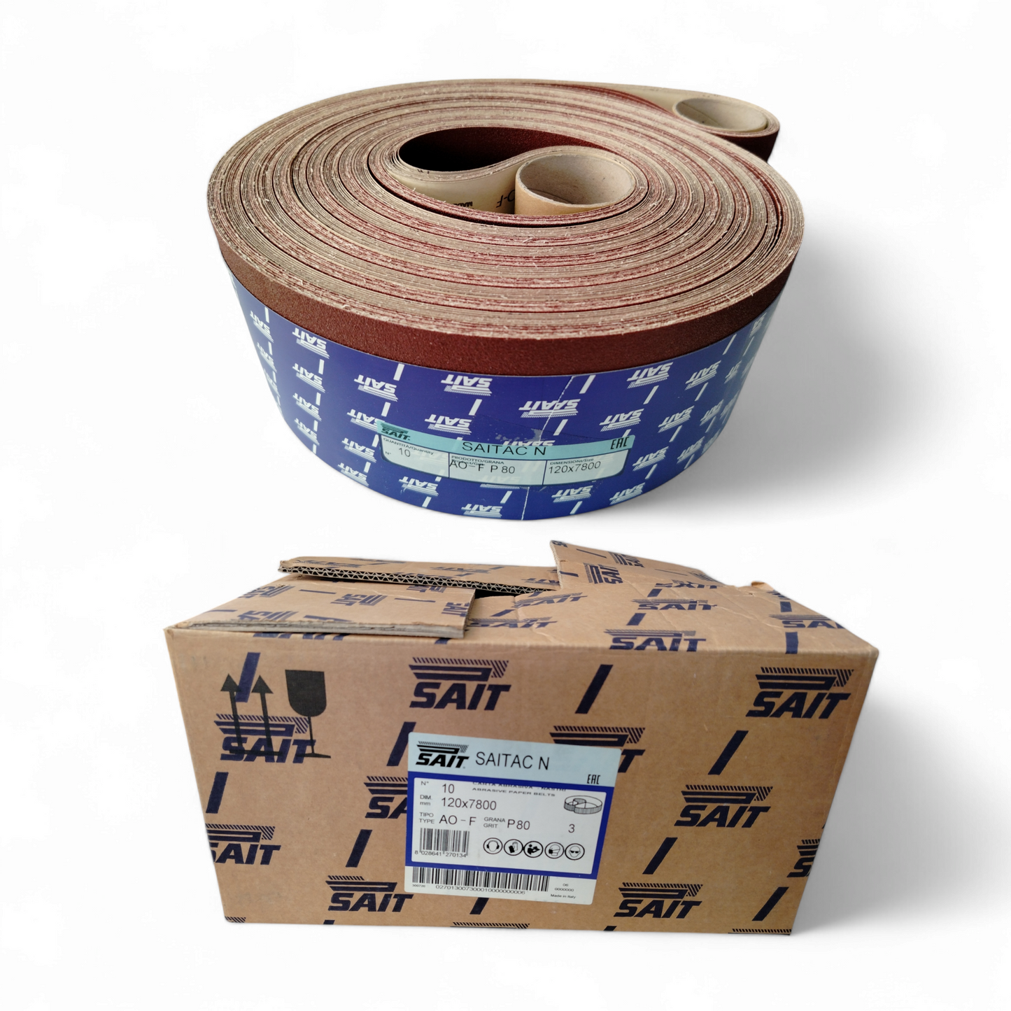 N - Saitac Nastri Standard Di Carta Abrasiva Ao - F 120 X 7800 P 80