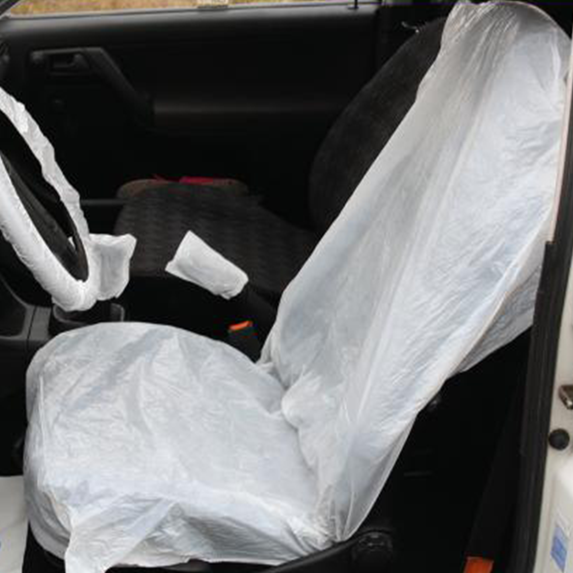 VILLCASE 5 Coprisedili Auto E Aerei Monouso - Protezione Sedili In Tessuto Non Tessuto, Leggeri E Facili Da Trasportare (Bianco)