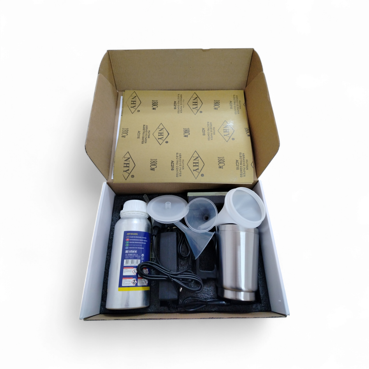 Kit Rinnova Fanali Polimeri 800grl + Nastro 15mm + Tassello + Fogli Abrasivi + Tazza