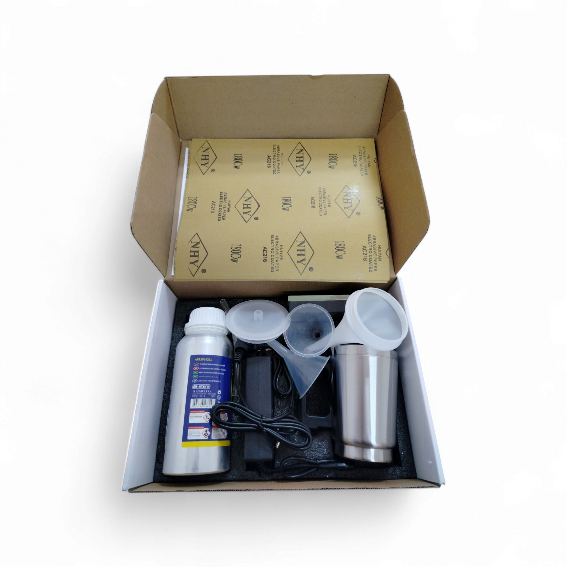 Kit Rinnova Fanali Polimeri 800grl + Nastro 15mm + Tassello + Fogli Abrasivi + Tazza