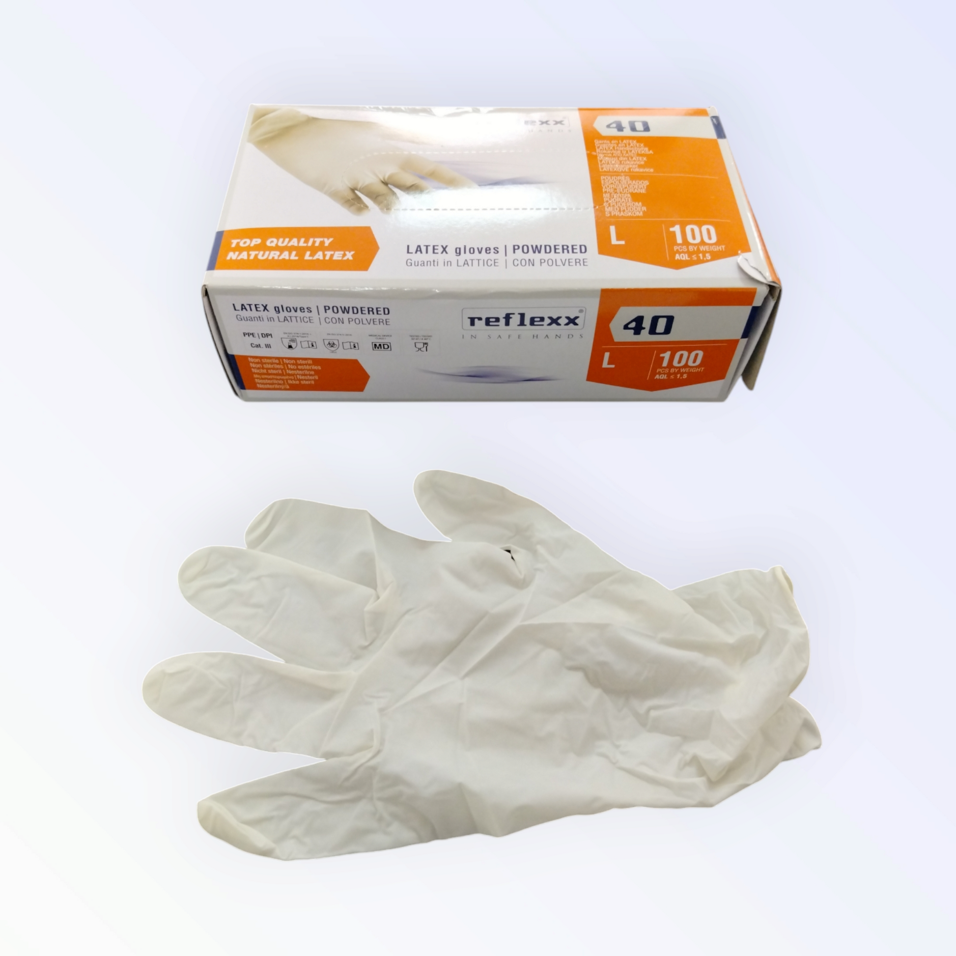 Reflexx Guanti Lattice Talcato Mis. M 100pz 2