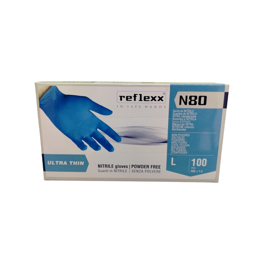 Reflexx Guanti Nitrile Azzurri Gr 3,2 Mis. L 100 Pz