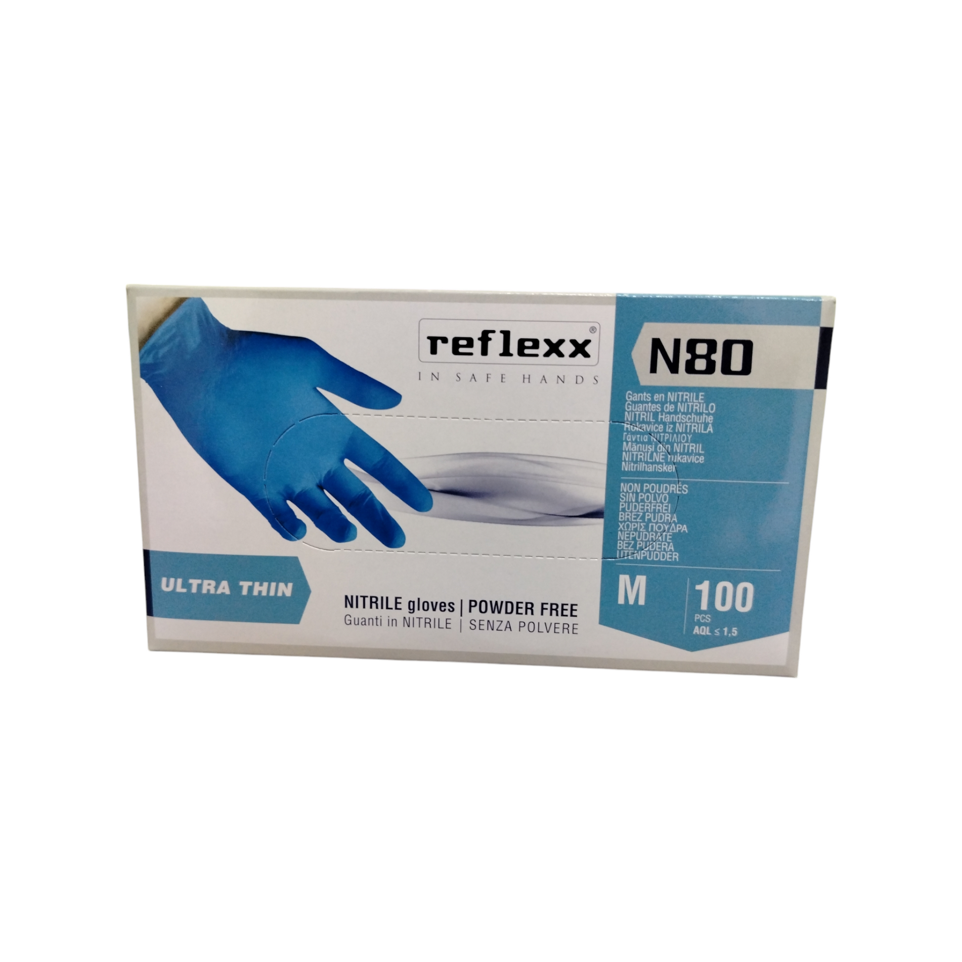 Reflexx Guanti Nitrile Azzurri Gr 3,2 Mis. M 100 Pz