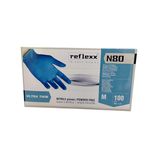 Reflexx Guanti Nitrile Azzurri Gr 3,2 Mis. M 100 Pz