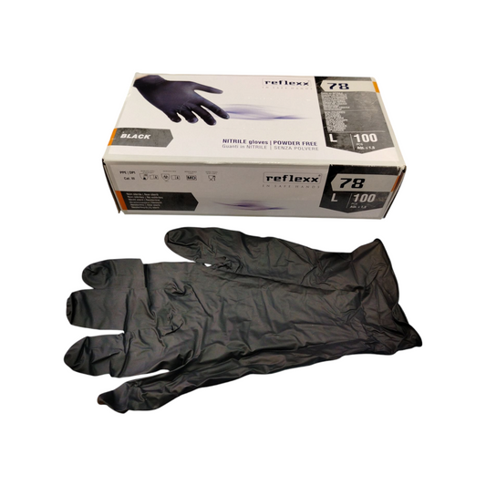 Reflexx Guanti Nitrile Nero Gr 4,0 Mis. L 100 Pz