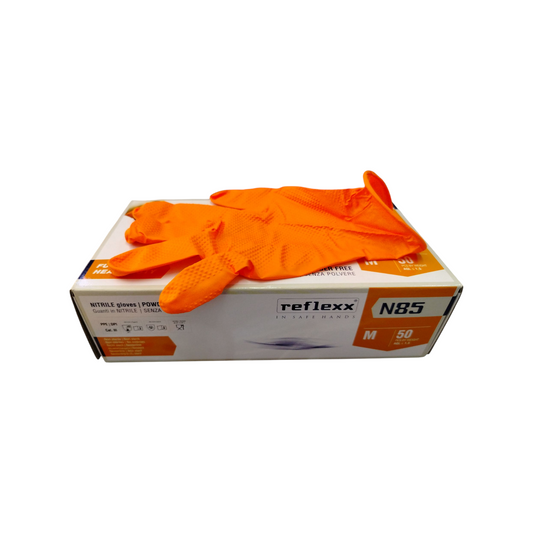 Reflexx Guanti Nitrile Robusti Arancio Gr 8,4 Mis. M 50 Pz