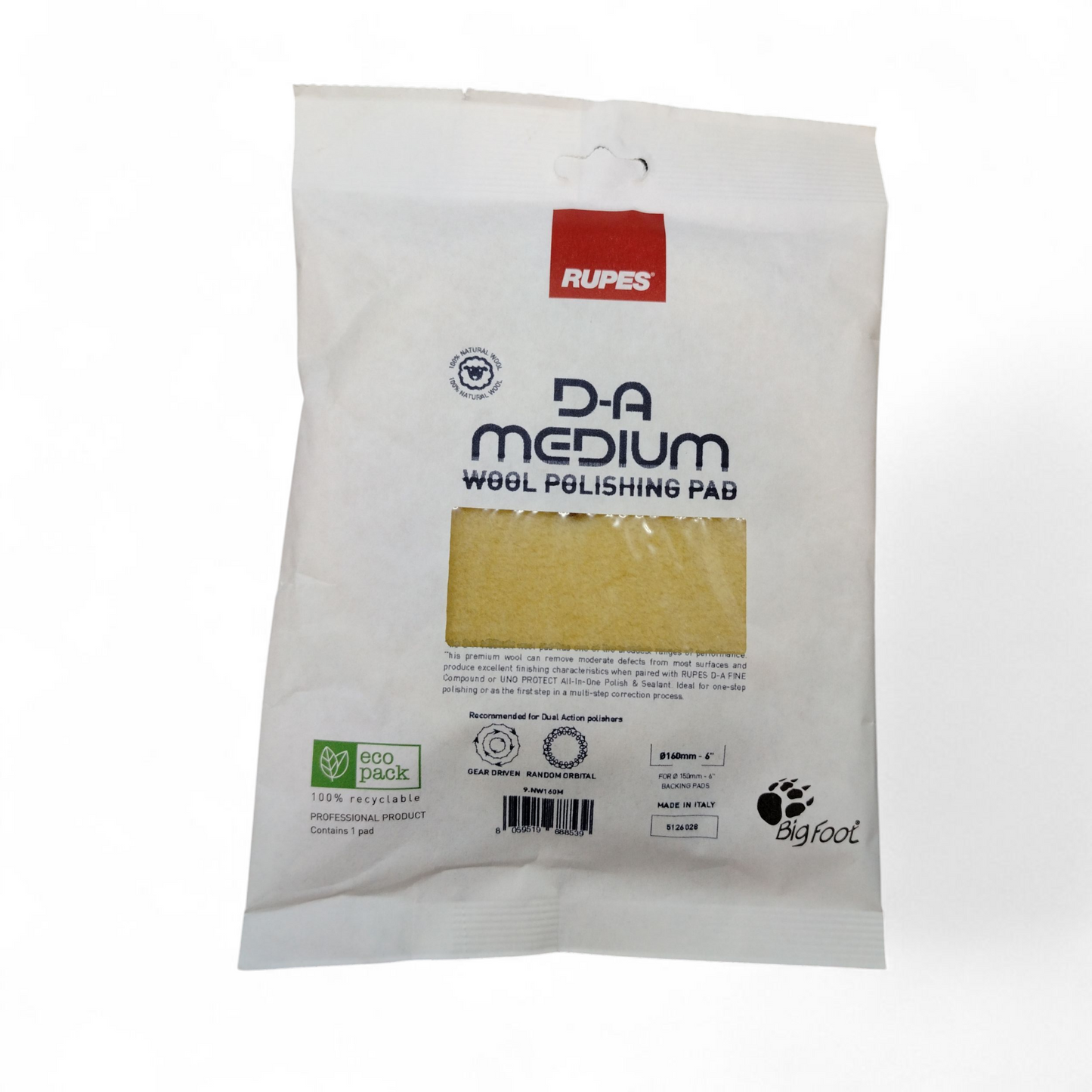 Tampone Serie DA in Lana Giallo Medium Ø 160 mm